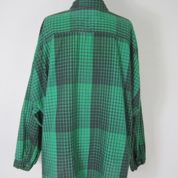 Vtg Diane Von Furstenberg Women 22W Plus Green Black Plaid LS Shirt Blouse Top - Picture 4 of 12